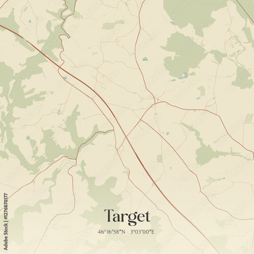 Fototapeta premium Vintage map of Target, France.