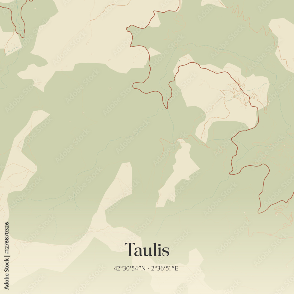 Fototapeta premium Vintage map of Taulis, France.