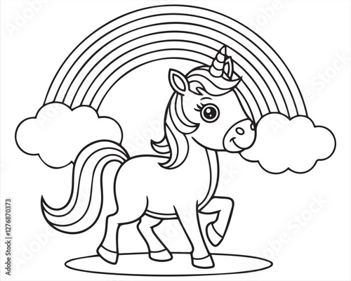Simple Unicorn Outline Drawing  Fun Coloring Activity for Kids