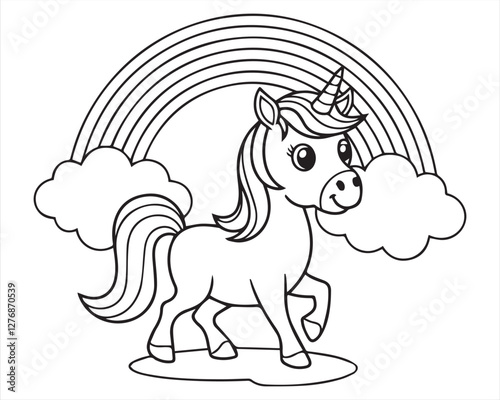 Simple Unicorn Outline Drawing  Fun Coloring Activity for Kids