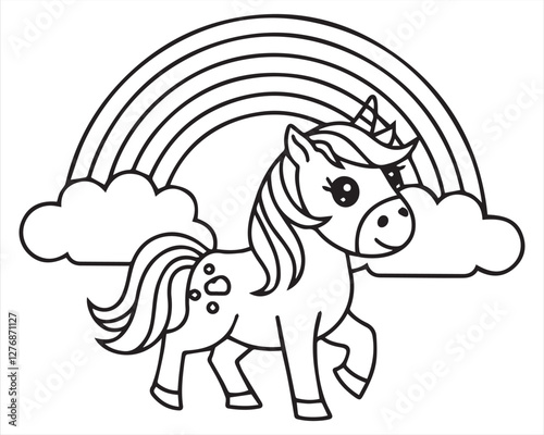 Simple Unicorn Outline Drawing  Fun Coloring Activity for Kids
