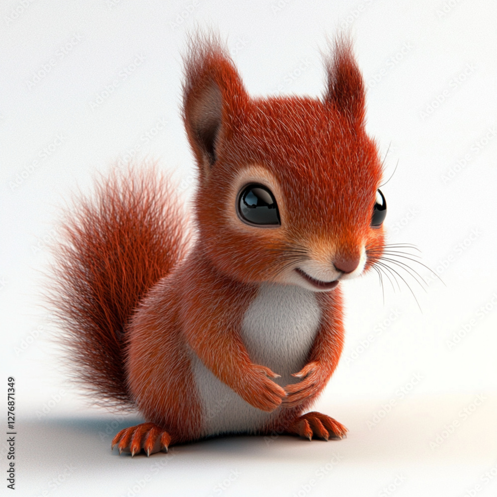 Obraz premium Cute 3D Red Squirrel