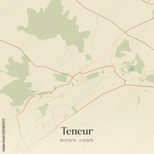 Vintage map of Teneur, France.