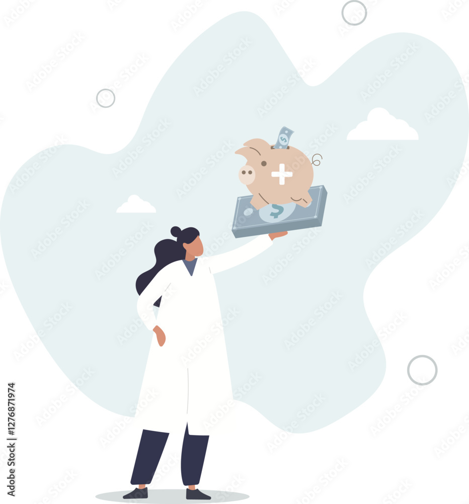 Health saving account, HSA, financial plan saving for medical expense or medicare cost and benefits concept,flat character life . Health saving account, HSA, financial plan saving for medical expense or medicare cost and benefits concept,flat character life .