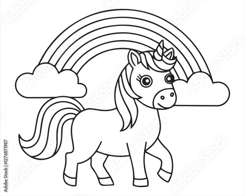 Simple Unicorn Outline Drawing  Fun Coloring Activity for Kids