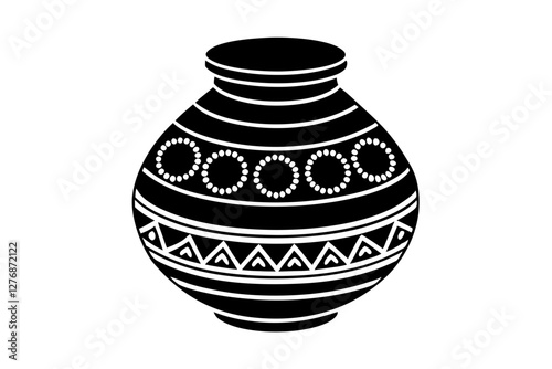 Earthen Pot Icon for Garba Festival. Vector Art Illustration