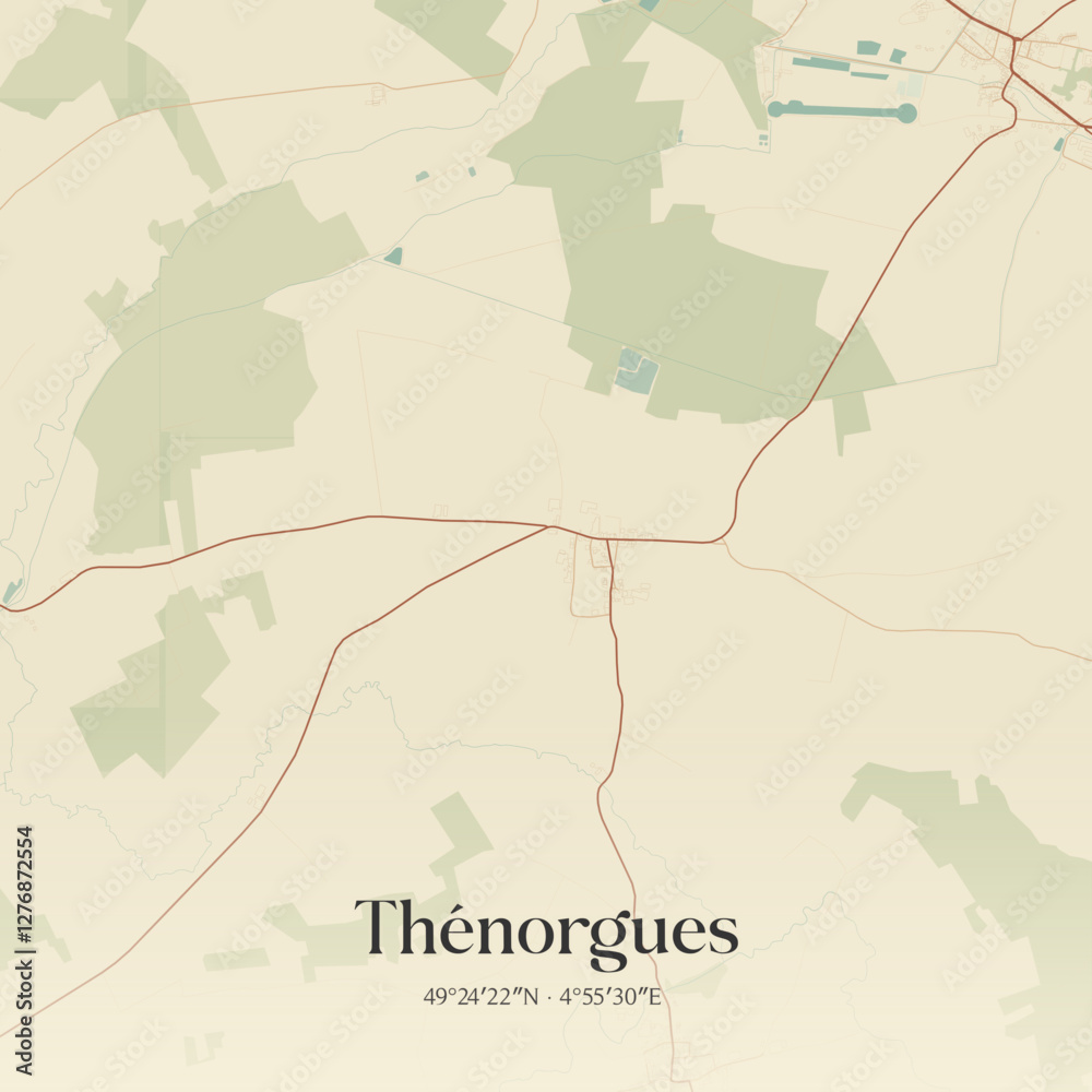Obraz premium Vintage map of Thénorgues, France.