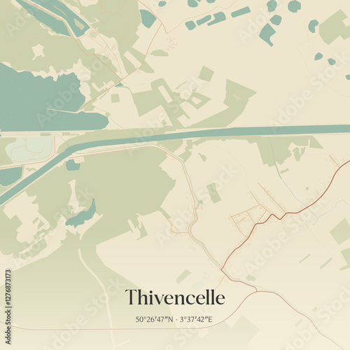 Vintage map of Thivencelle, France.