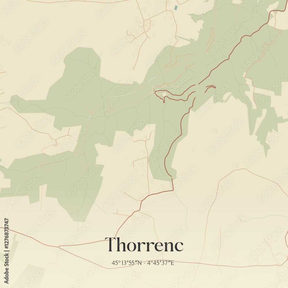 Obraz premium Vintage map of Thorrenc, France.