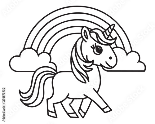 Simple Unicorn Outline Drawing  Fun Coloring Activity for Kids