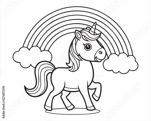 Simple Unicorn Outline Drawing  Fun Coloring Activity for Kids