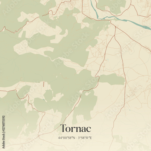 Vintage map of Tornac, France.