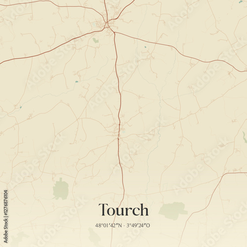 Vintage map of Tourch, France.