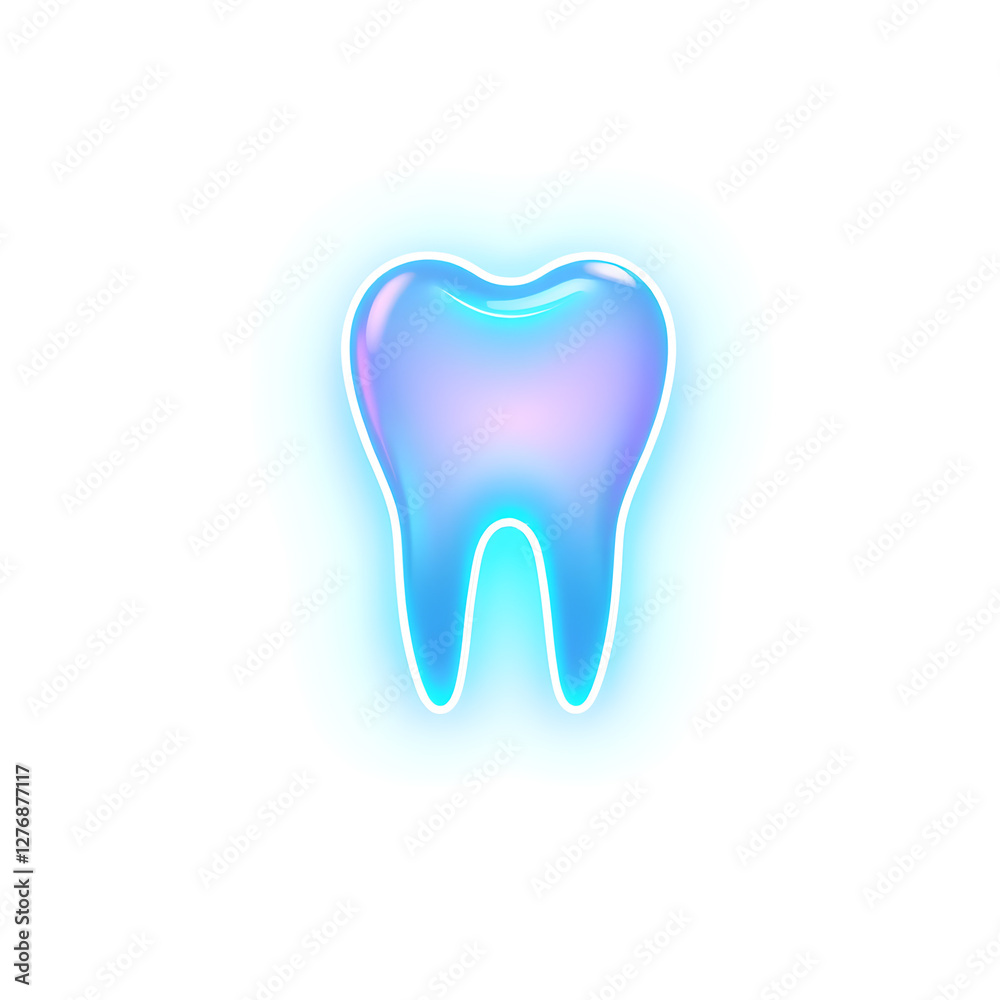 dental tooth holographic 3D icon. neon symbol vector illustration isolated on white background. Generative AI dental tooth holographic 3D icon. neon symbol vector illustration isolated on white background. Generative AI