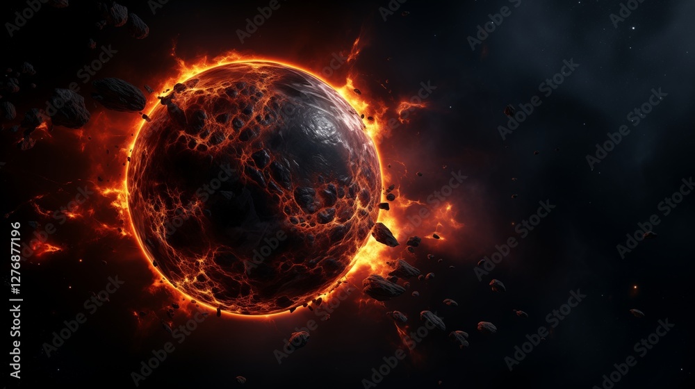 Solar Planet In Space 3D Render Isolated On Black Background, a vibrant 3D model of a solar planet with glowing details, set against the dark, endless expanse of space. Solar Planet In Space 3D Render Isolated On Black Background, a vibrant 3D model of a solar planet with glowing details, set against the dark, endless expanse of space.