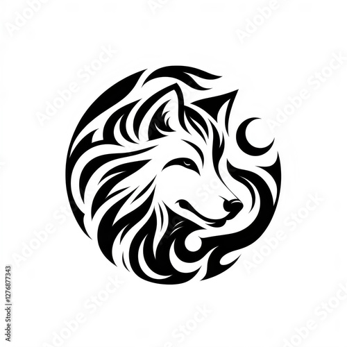 Wallpaper Mural abstract wolf design, tattoo isolated on white background  Torontodigital.ca