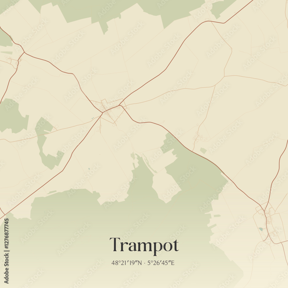Obraz premium Vintage map of Trampot, France.