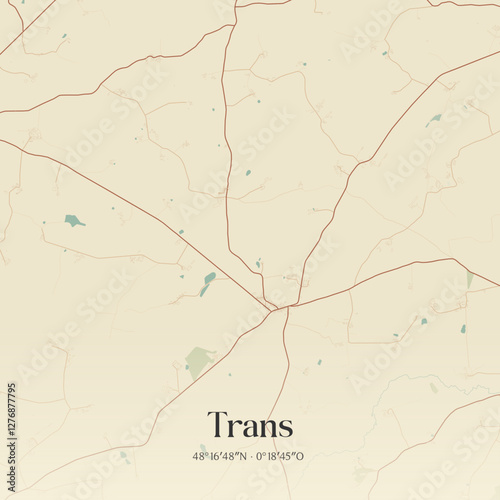 Vintage map of Trans, France.