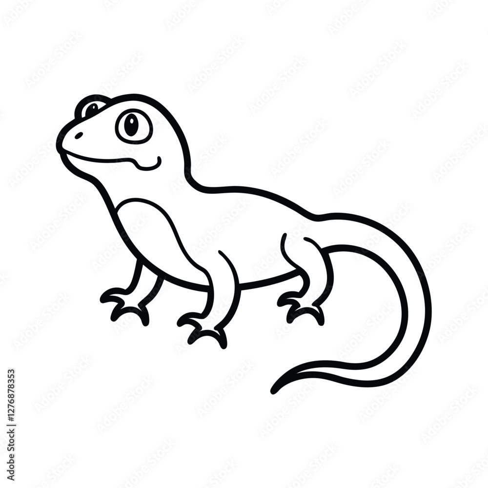 Fototapeta premium chameleon cartoon isolated on white background