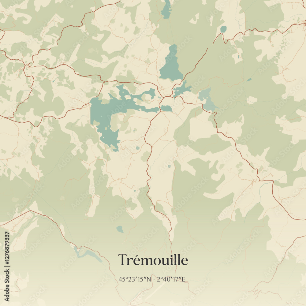 Obraz premium Vintage map of Trémouille, France.