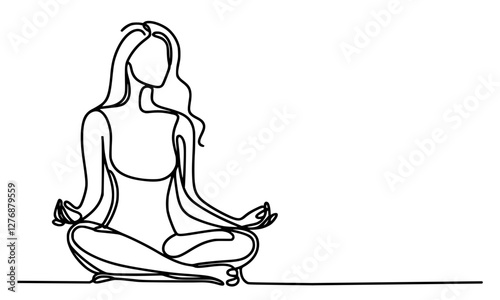 Person in Meditation Pose Line Art