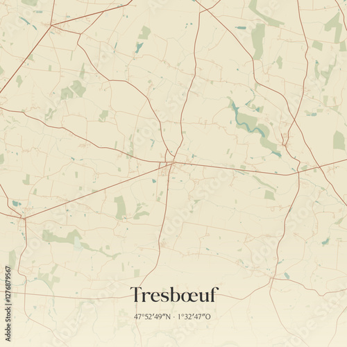 Vintage map of Tresbœuf, France.