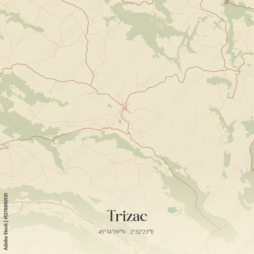Fototapeta premium Vintage map of Trizac, France.