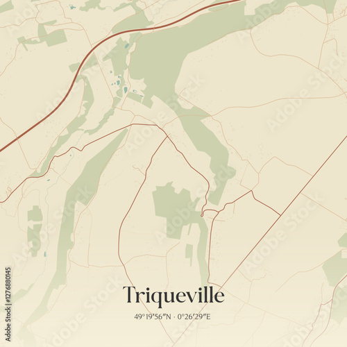 Vintage map of Triqueville, France.