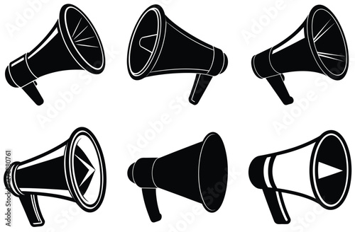 Set of vector black megaphone