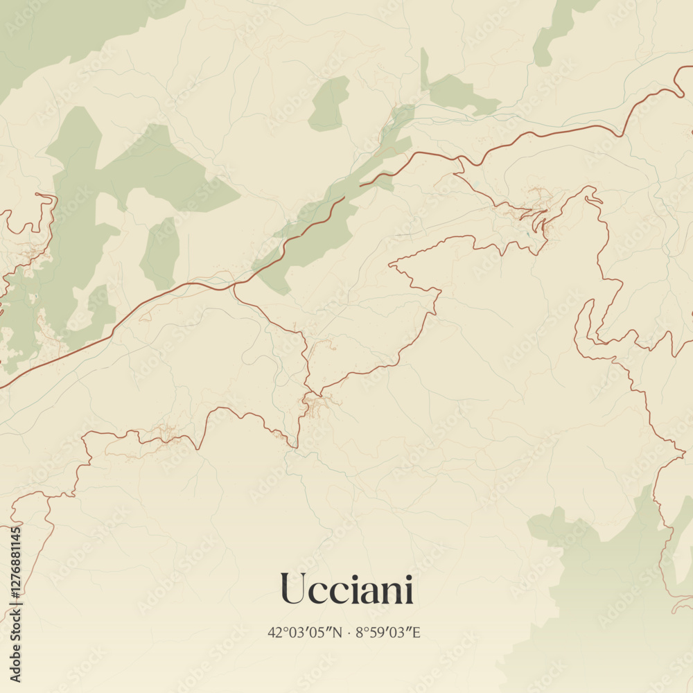 Obraz premium Vintage map of Ucciani, France.