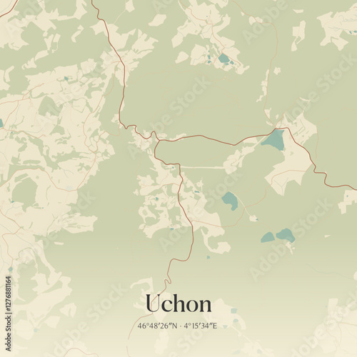 Vintage map of Uchon, France.