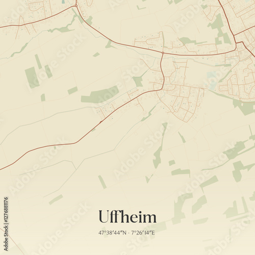 Vintage map of Uffheim, France.