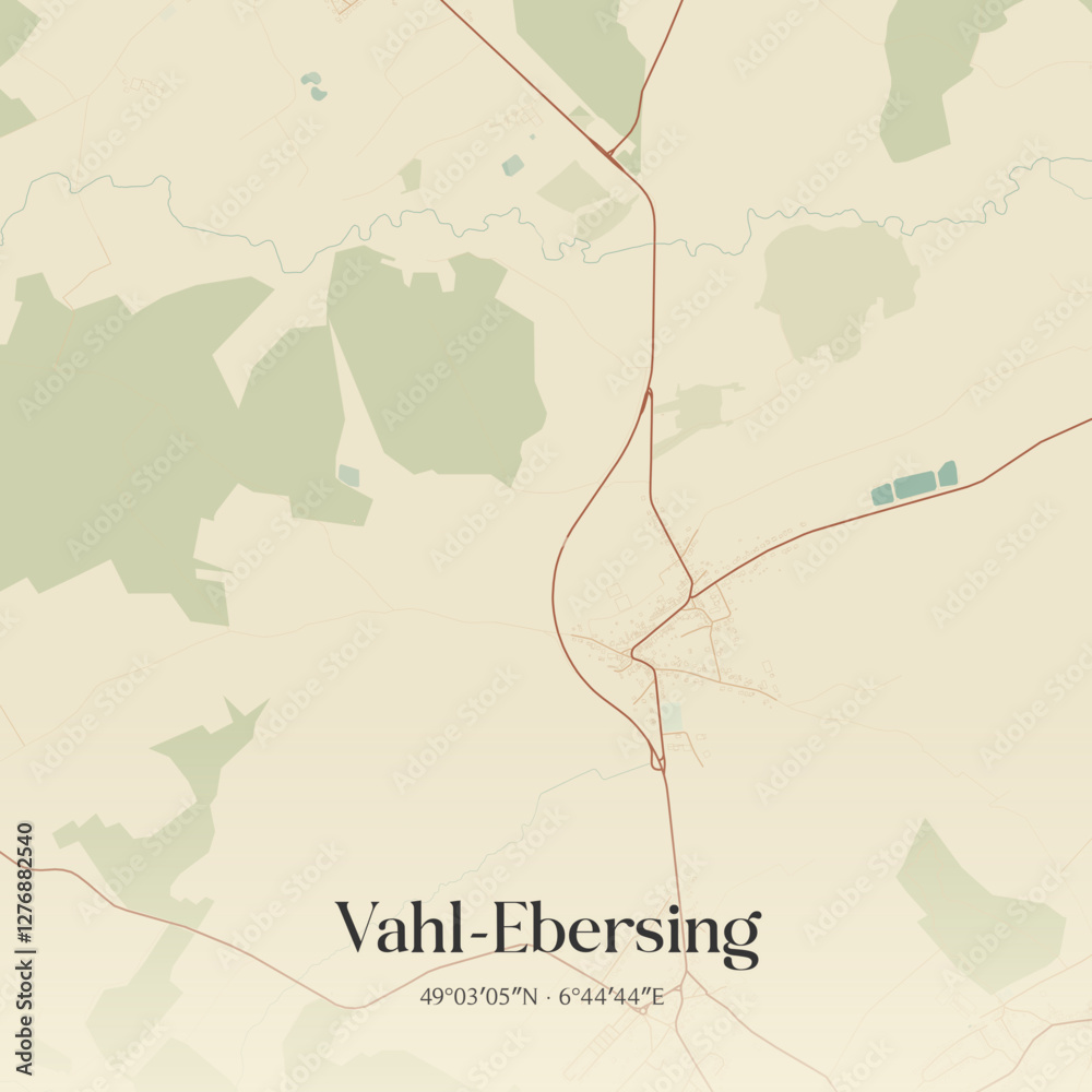 Obraz premium Vintage map of Vahl-Ebersing, France.
