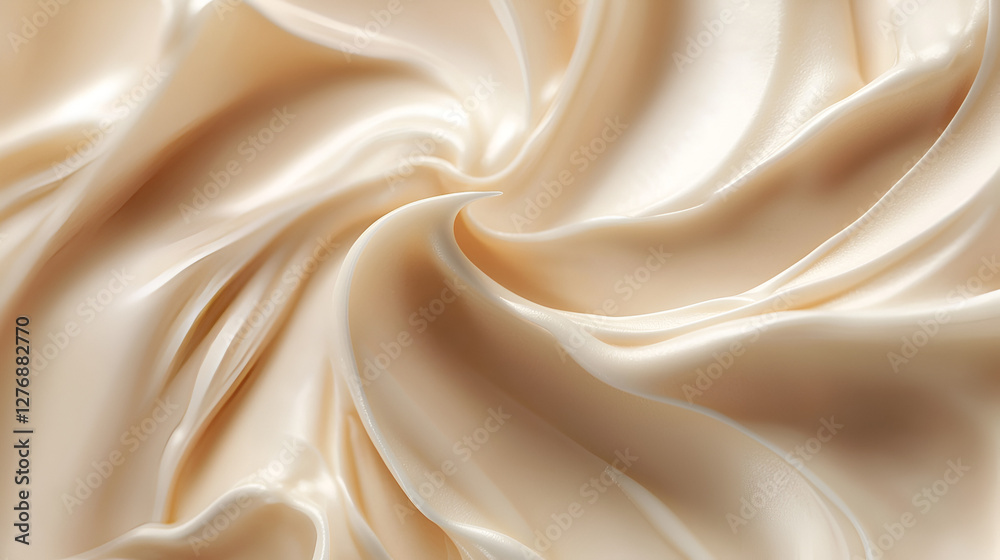 Fototapeta premium Creamy swirls of light beige create a smooth, inviting texture. Abstract beauty in a fluid design.