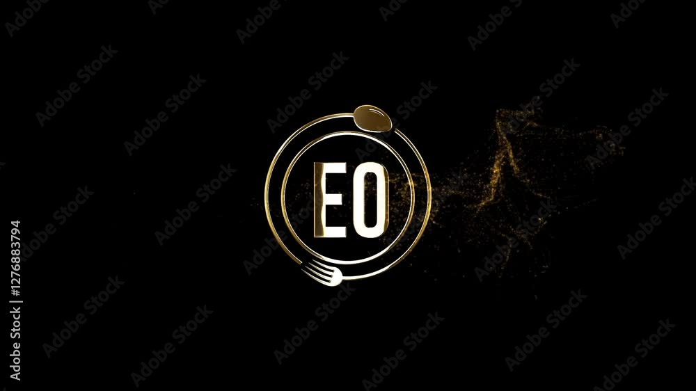 EO Luxury Logo, Modern Eo Restaurant Logo, Gold Particles EO Logo Videos For Your Business 
