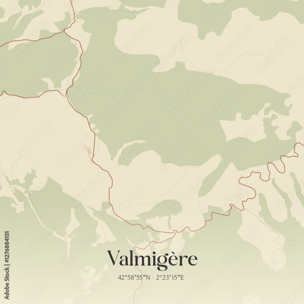 Obraz premium Vintage map of Valmigère, France.