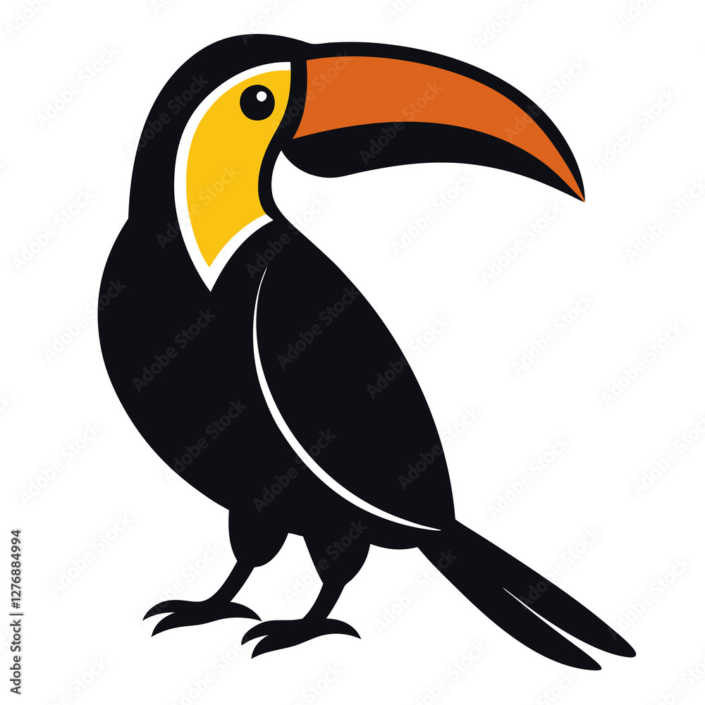 Naklejka premium Elegant Toucan Bird Icon White Background Vector