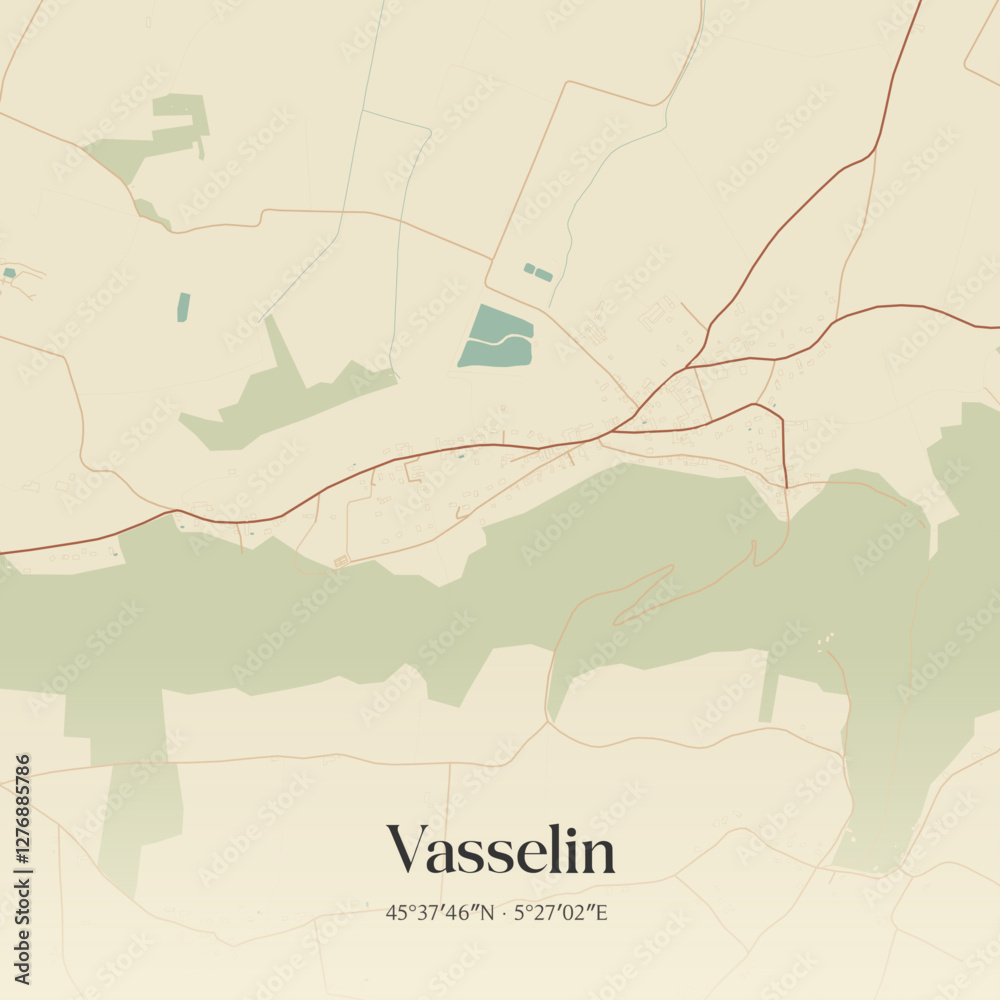 Fototapeta premium Vintage map of Vasselin, France.