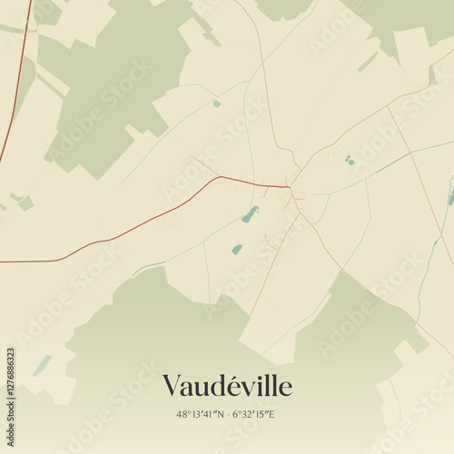 Vintage map of Vaudéville, France.
