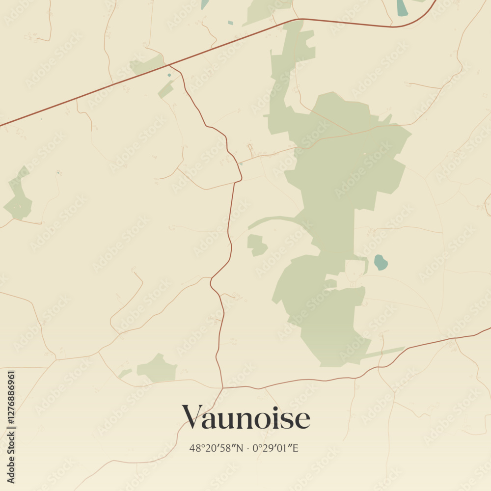 Fototapeta premium Vintage map of Vaunoise, France.
