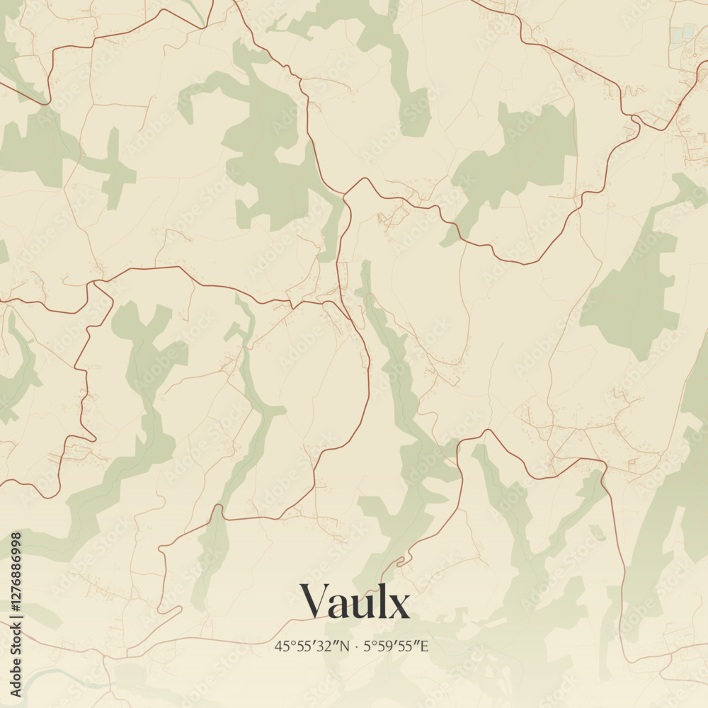 Obraz premium Vintage map of Vaulx, France.