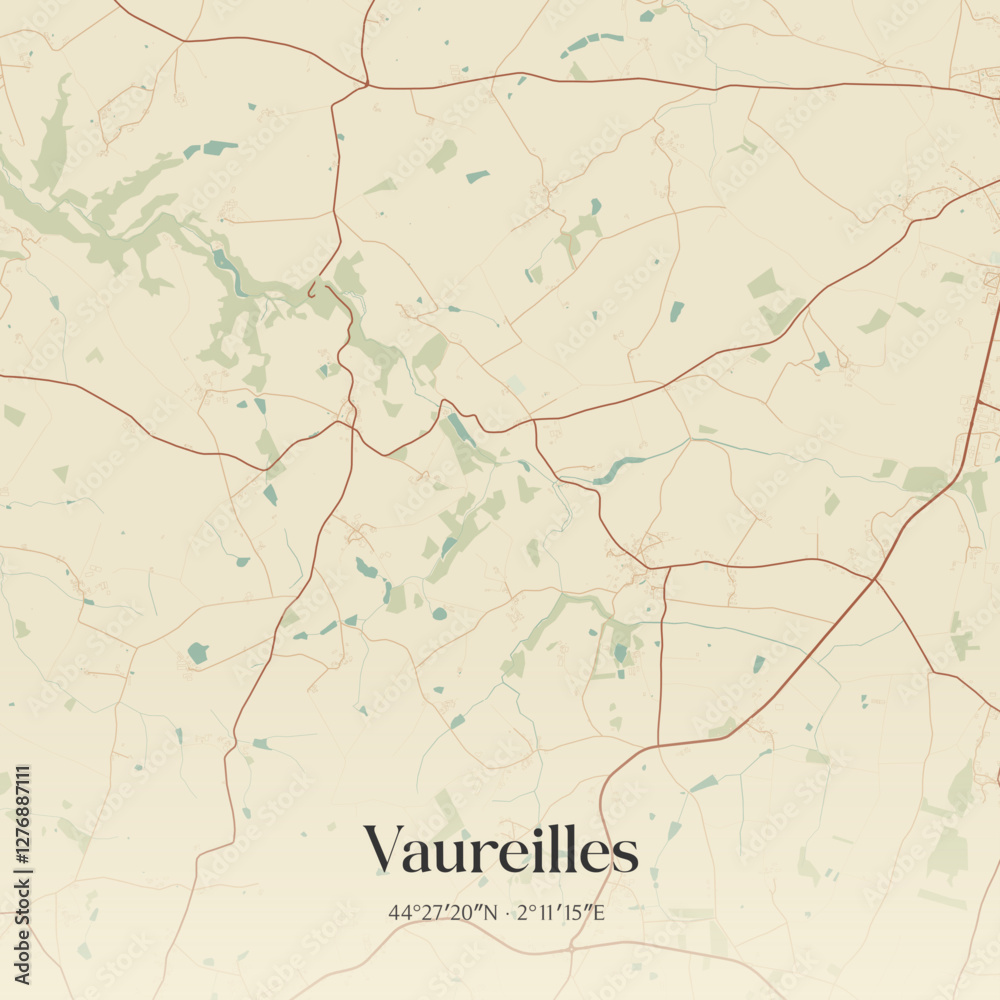 Obraz premium Vintage map of Vaureilles, France.