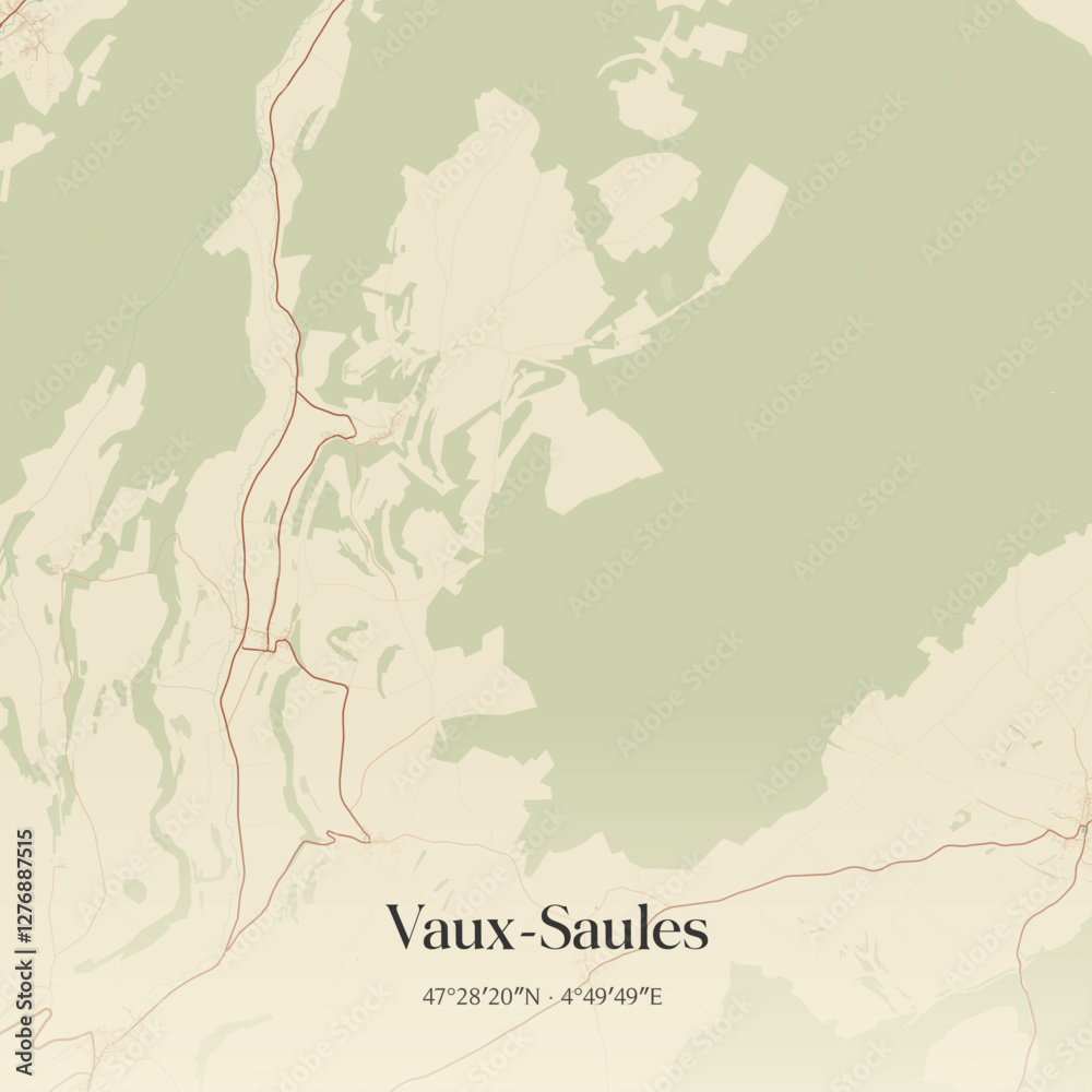 Obraz premium Vintage map of Vaux-Saules, France.