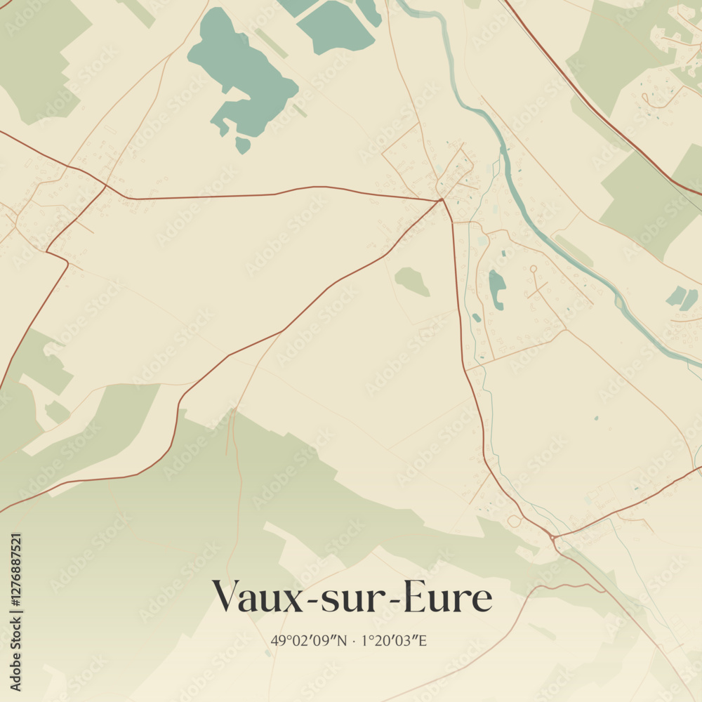 Obraz premium Vintage map of Vaux-sur-Eure, France.