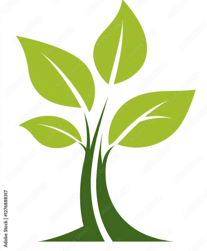 This design features vibrant green leaves growing from a sturdy base, symbolizing growth, renewal, and a commitment to eco-friendly ideals and healthy eating