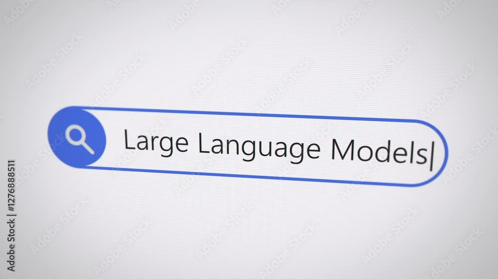 large language model llm ai search term in browser on computer monitor screen