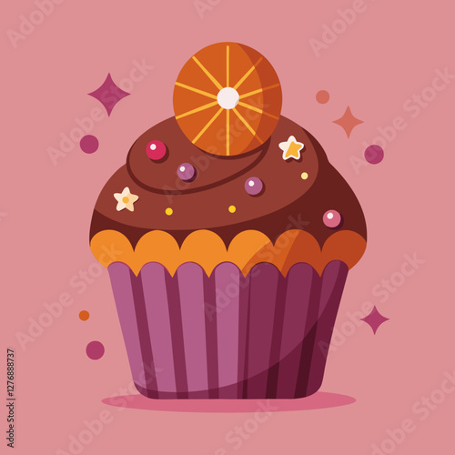 cupcake, cake, food, birthday, dessert, sweet, vector, cream, pink, illustration, chocolate, muffin, bakery, candy, celebration, cherry, design, delicious, card, love, cup, strawberry, cute, party, sn