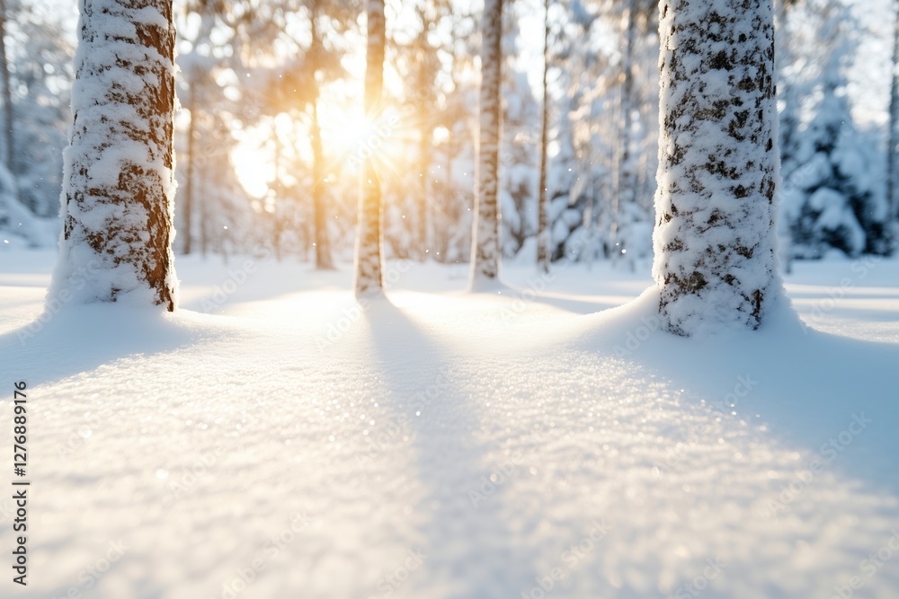 Fototapeta premium Winterwald im Sonnenlicht