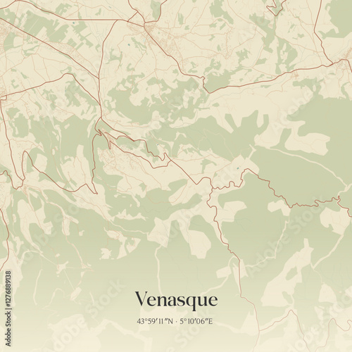 Foto Vintage map of Venasque, France.