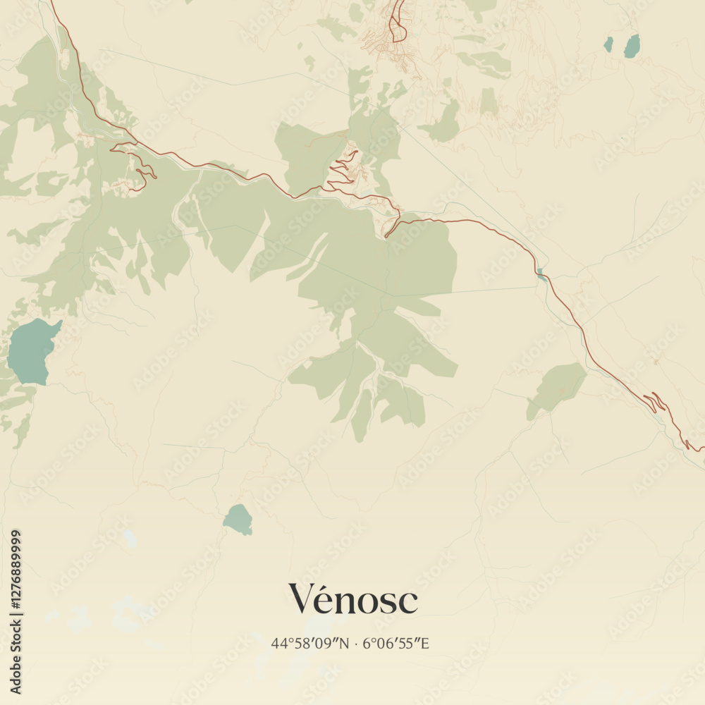 Obraz premium Vintage map of Vénosc, France.